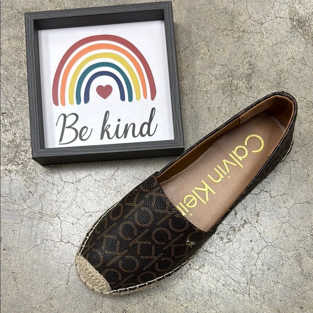 *Calvin Klein Brown Espadrille Slip-On Shoes